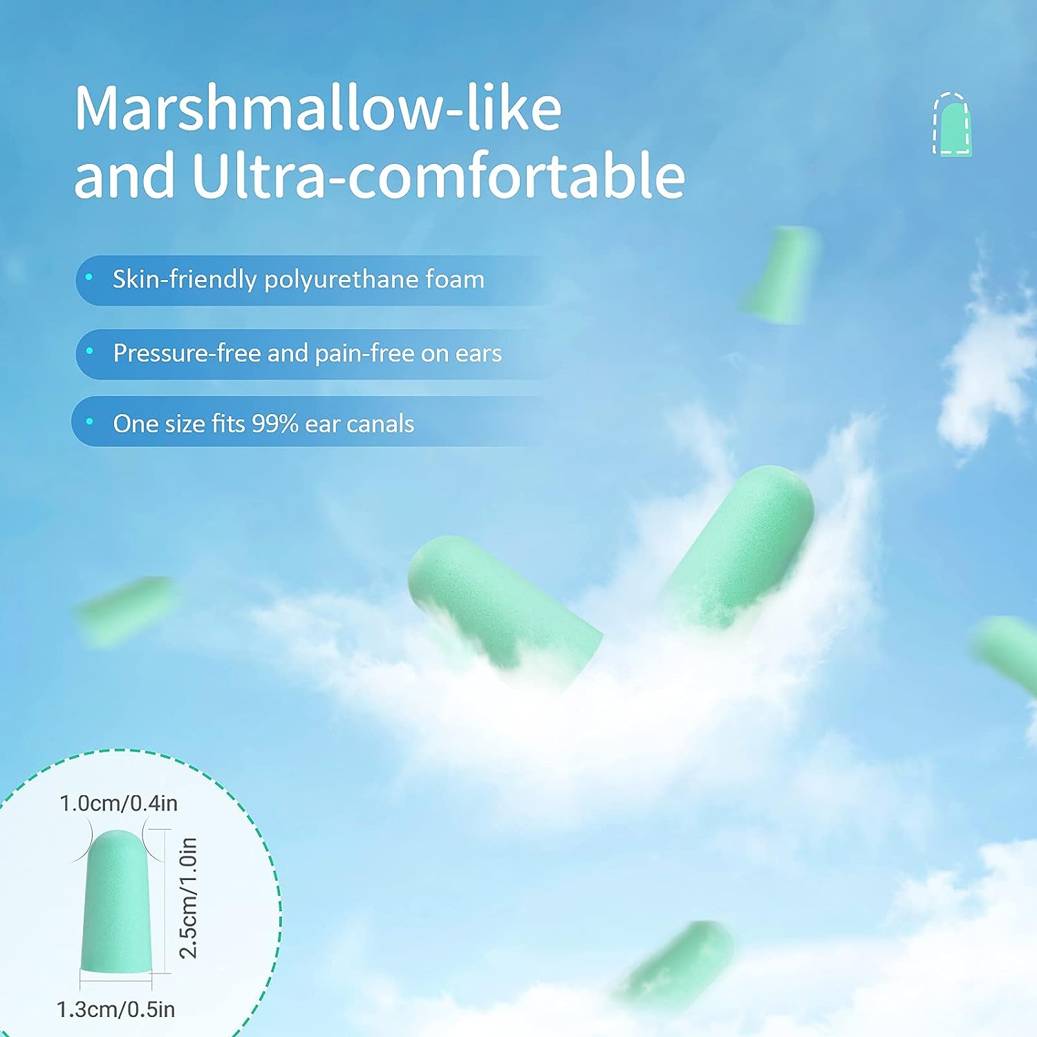 MPOW HP133B Ultra Soft Foam Earplugs - 60 Pairs Noise Cancelling Ear Plugs with 38dB SNR for Sleeping, Studying, Travel & Work - Comfortable & Reusable Hearing Protection