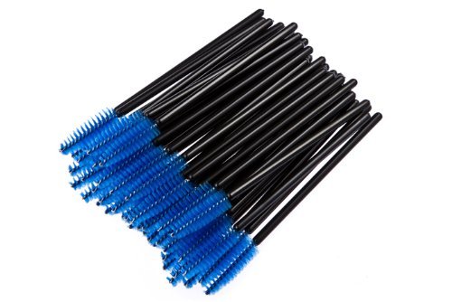 JOVANA 50 Pcs Disposable Black Mascara Wands - Eyelash Applicator Brushes for Professional Makeup Artists & DIY Beauty (Blue) | Perfect for Salon, Lash Extensions & Home Use