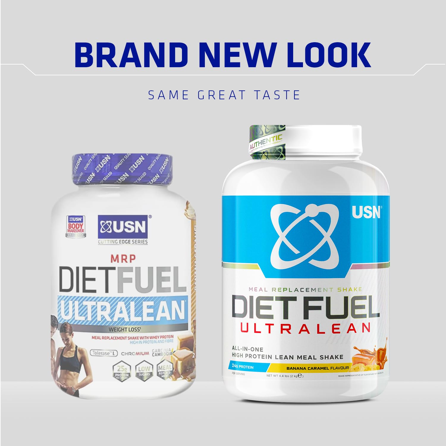 USN Diet Fuel Ultralean Banana Caramel Protein Shake Powder - 2kg Meal Replacement for Weight Loss | High Protein (24g), Low Calorie Powdered Drink Mix | Perfect for Post-Workout Recovery & Healthy Meal Substitutes