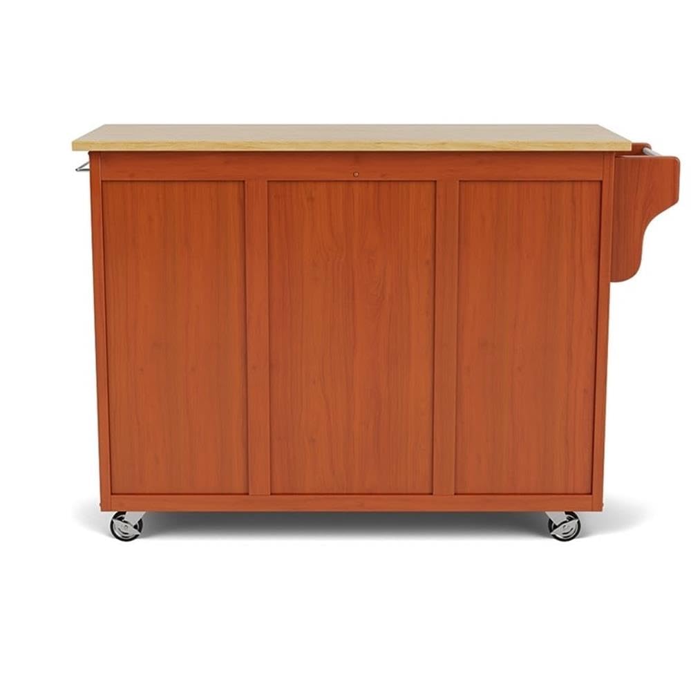 Hawthorne Collections 49-Inch 2-Drawer 3-Shelf Oak Wood Kitchen Island Cart with Wheels - Perfect for Small Kitchens, Dining Rooms & Home Organization Storage