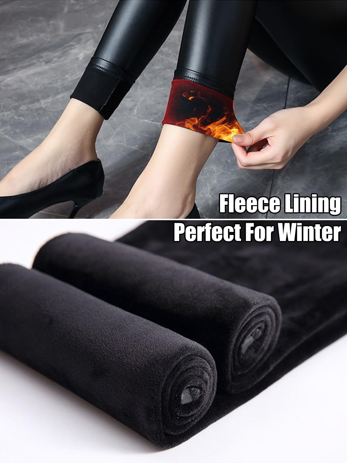 High Waist Faux Leather Leggings for Women - Butt Lifting PU Leather Pants, Stretchy & Comfortable, Black, Sporty & Casual Wear for Gym, Workout, Night Out and Daily Fashion