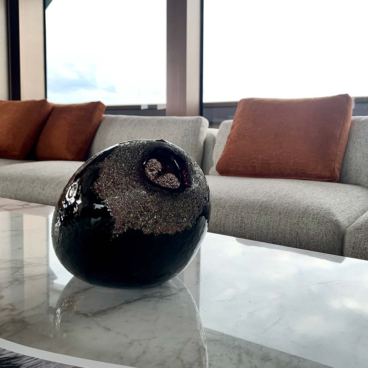 Handmade Murano Glass Vase with Natural Amethyst - Elegant Home Decor for Living Room, Dining Table & Wedding Centerpieces