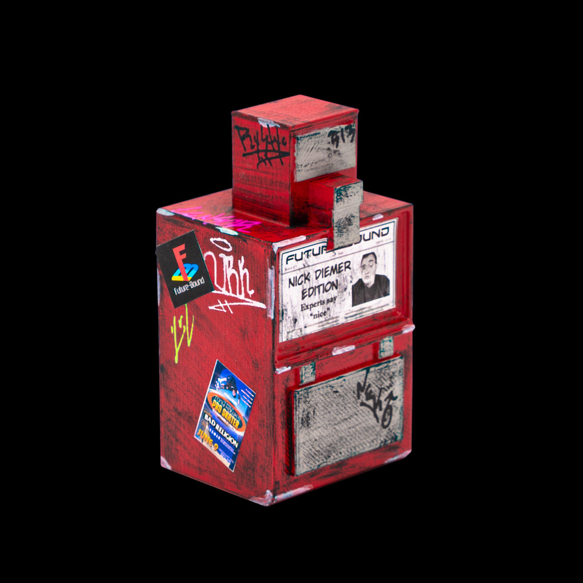 FutureBoundPrints Fingerboard Ramp - Nick Diemer x Goofy Digits Nice Newsbox Collab - Premium Skateboard Mini Ramp for Finger Tricks & Stunts - Perfect for Indoor Skate Practice & Collectors Display
