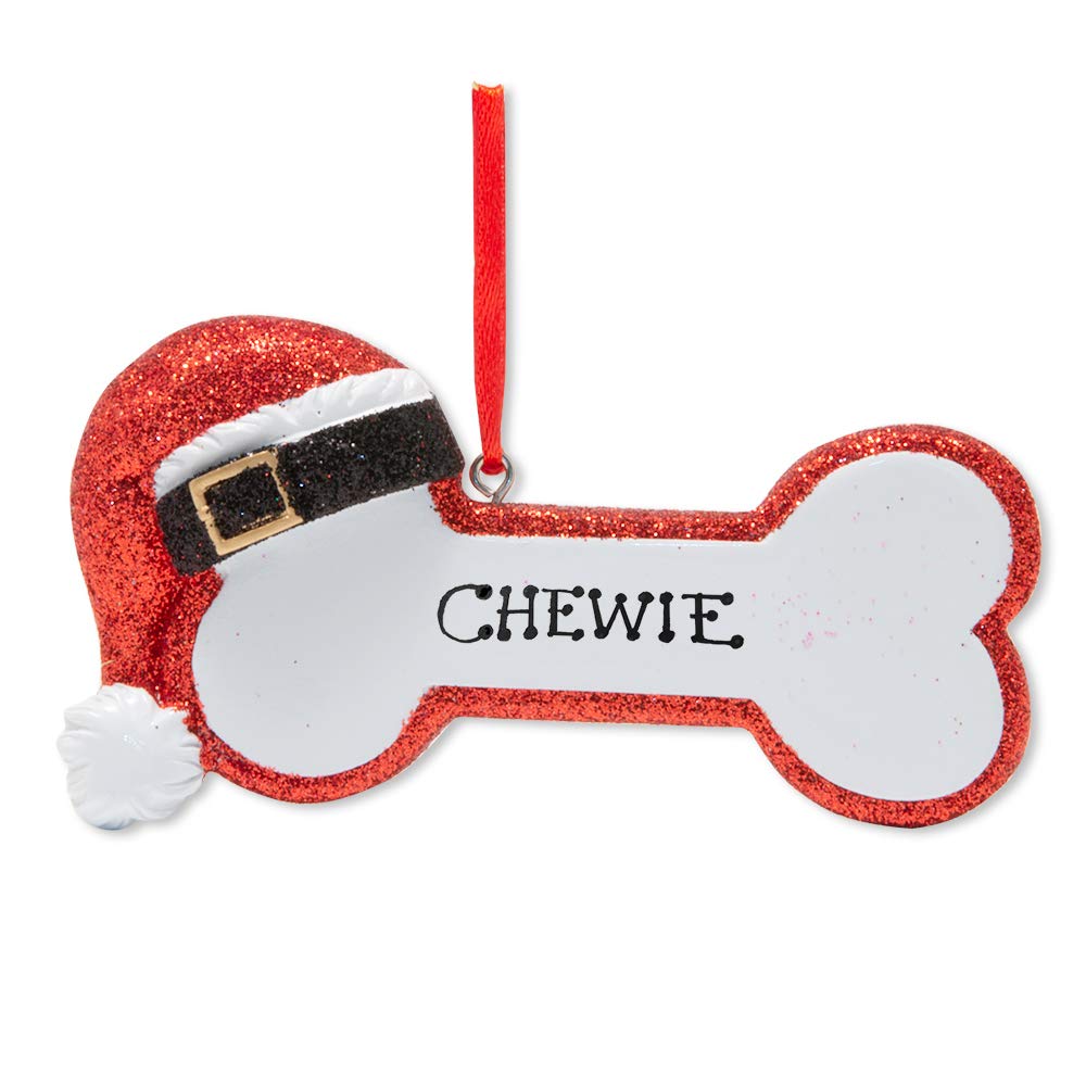 Custom Engraved Dog Bone Christmas Ornament - Personalized Pet Memorial Gift for Dogs - Red Holiday Decoration for Tree, Fireplace & Festive Home Decor