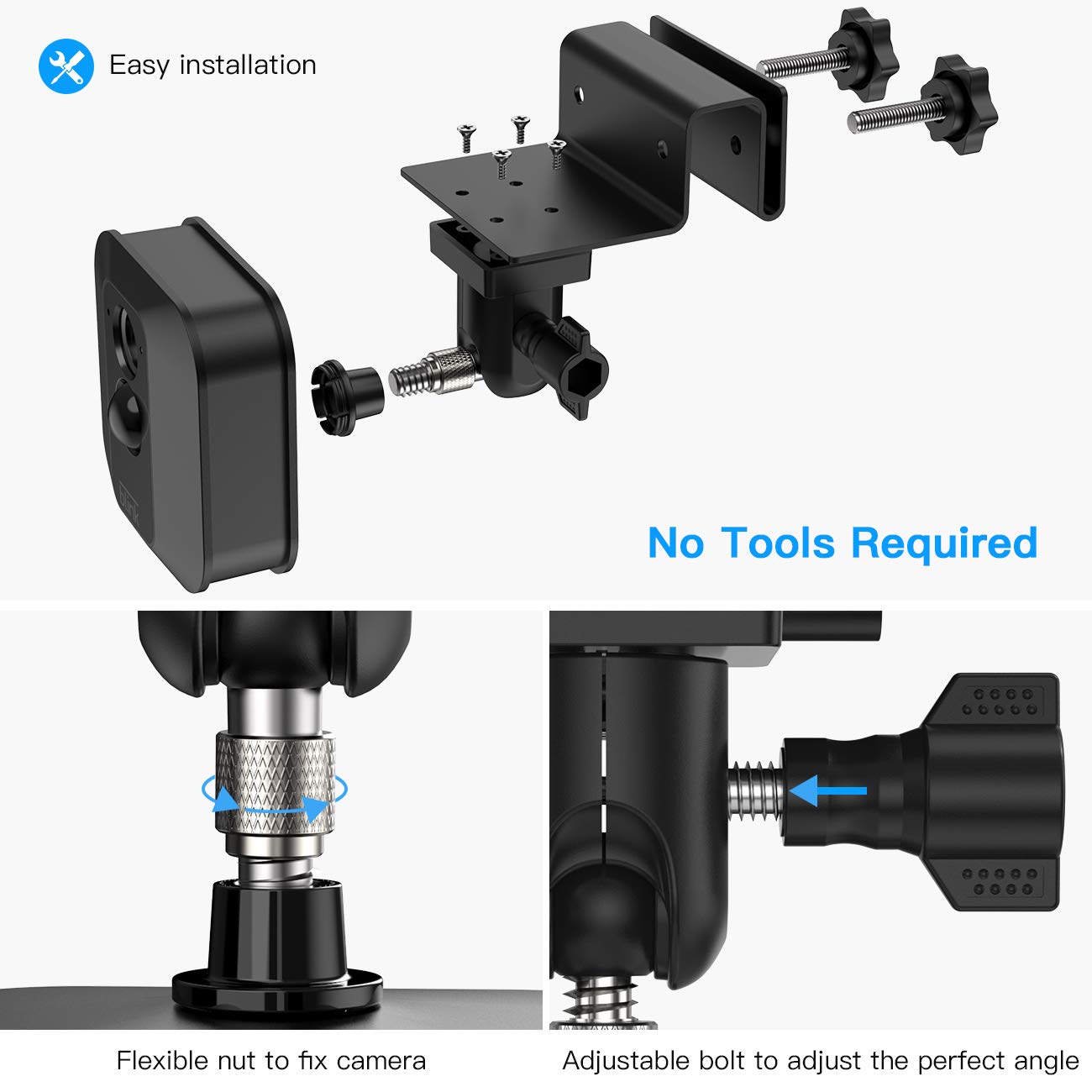 HOLACA No Tools Required Wall Mount Bracket for Blink Outdoor Camera - Black | Easy Installation Security Camera Mount for Home & Outdoor Surveillance