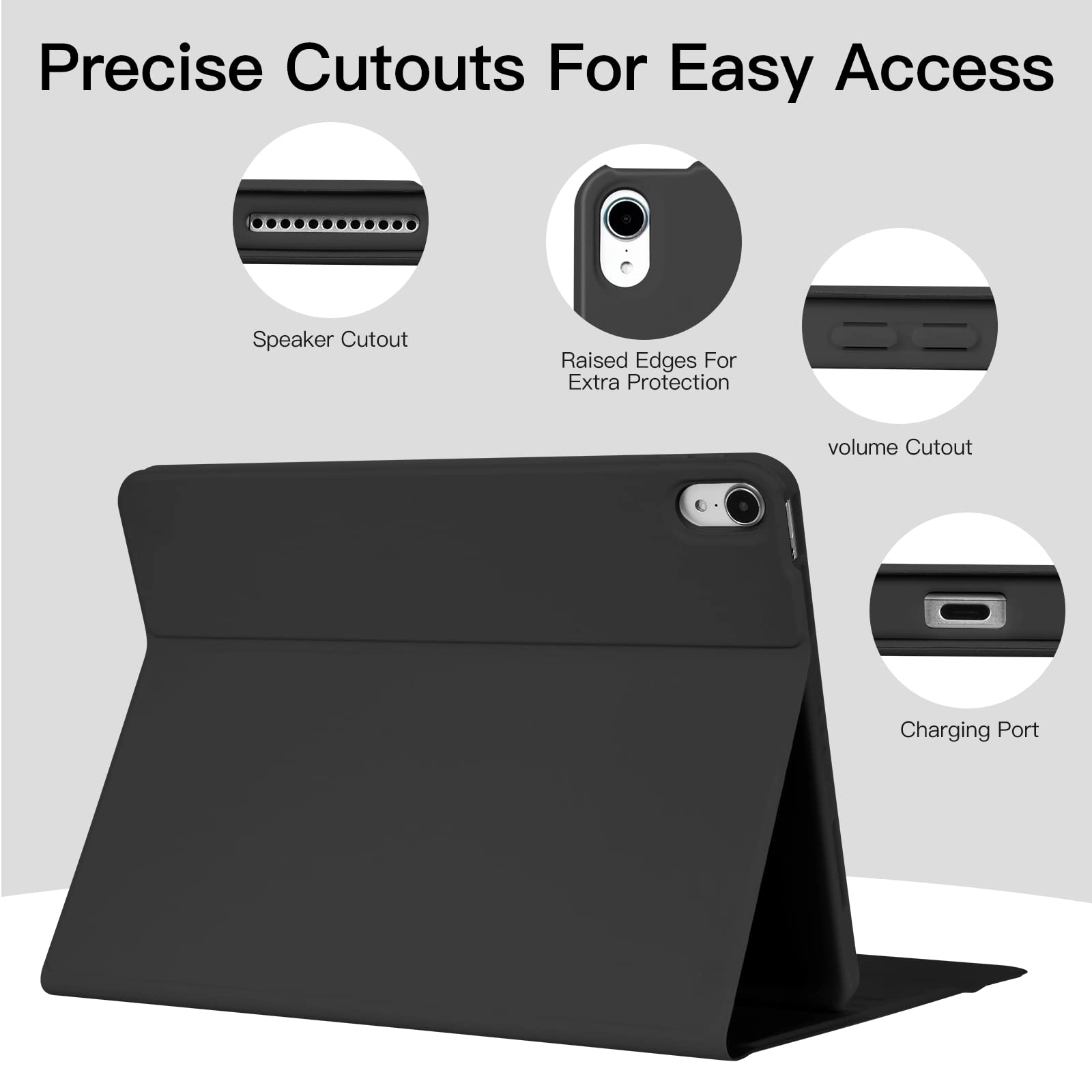 BQSS Wireless Keyboard Case for iPad Air 11 Inch (M2) 2024 & iPad Air 10.9 Inch 5th/4th Gen - Detachable Bluetooth Keyboard with Pencil Holder for iPad Air 4th 2020 & iPad Pro 1st Gen (Black) | Perfect for Work, Study & Travel
