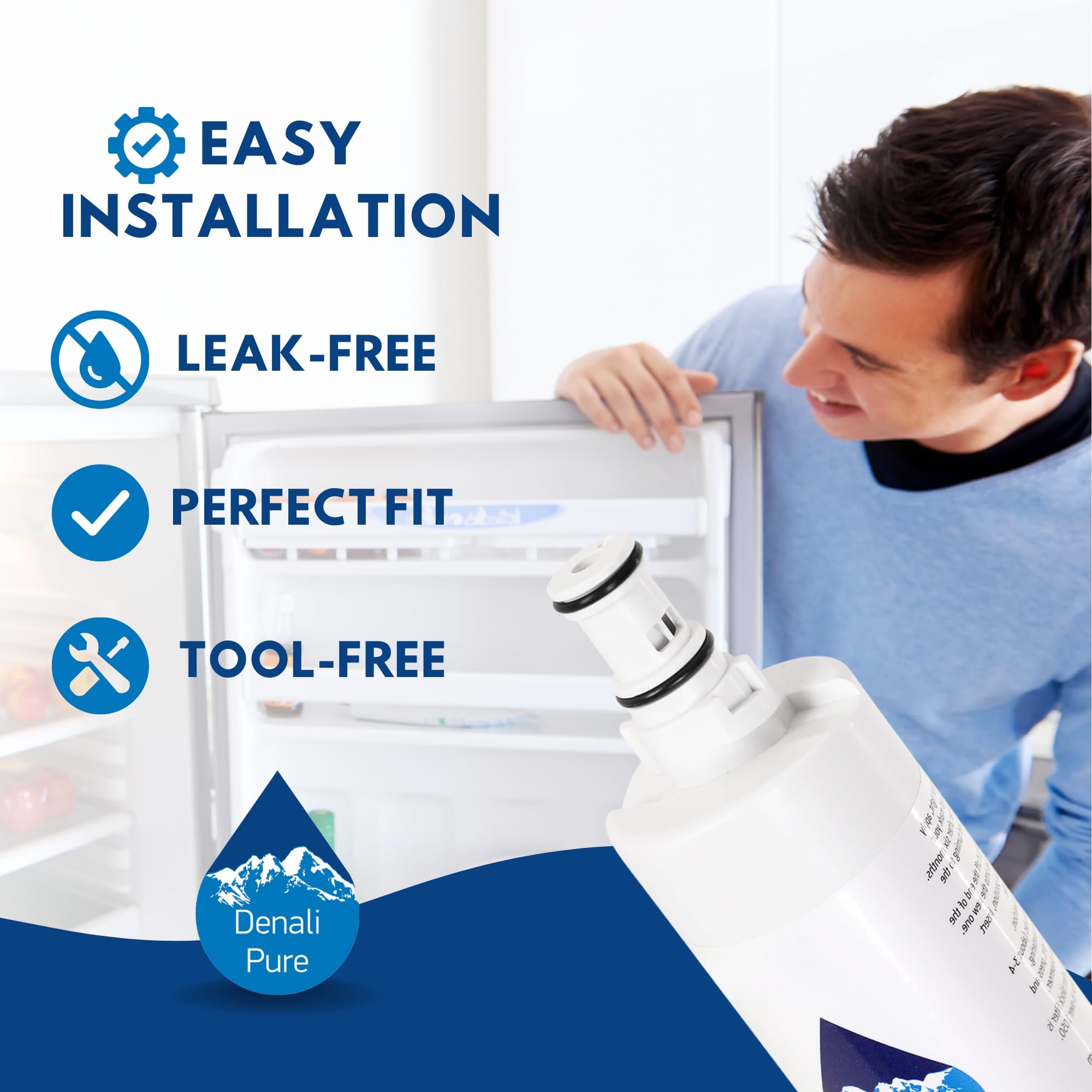 Whirlpool GD5SHGXLQ01 Refrigerator Water Filter Replacement - Compatible with Whirlpool 4396508 & 4396510 | Pure Drinking Water for Home & Office Fridge