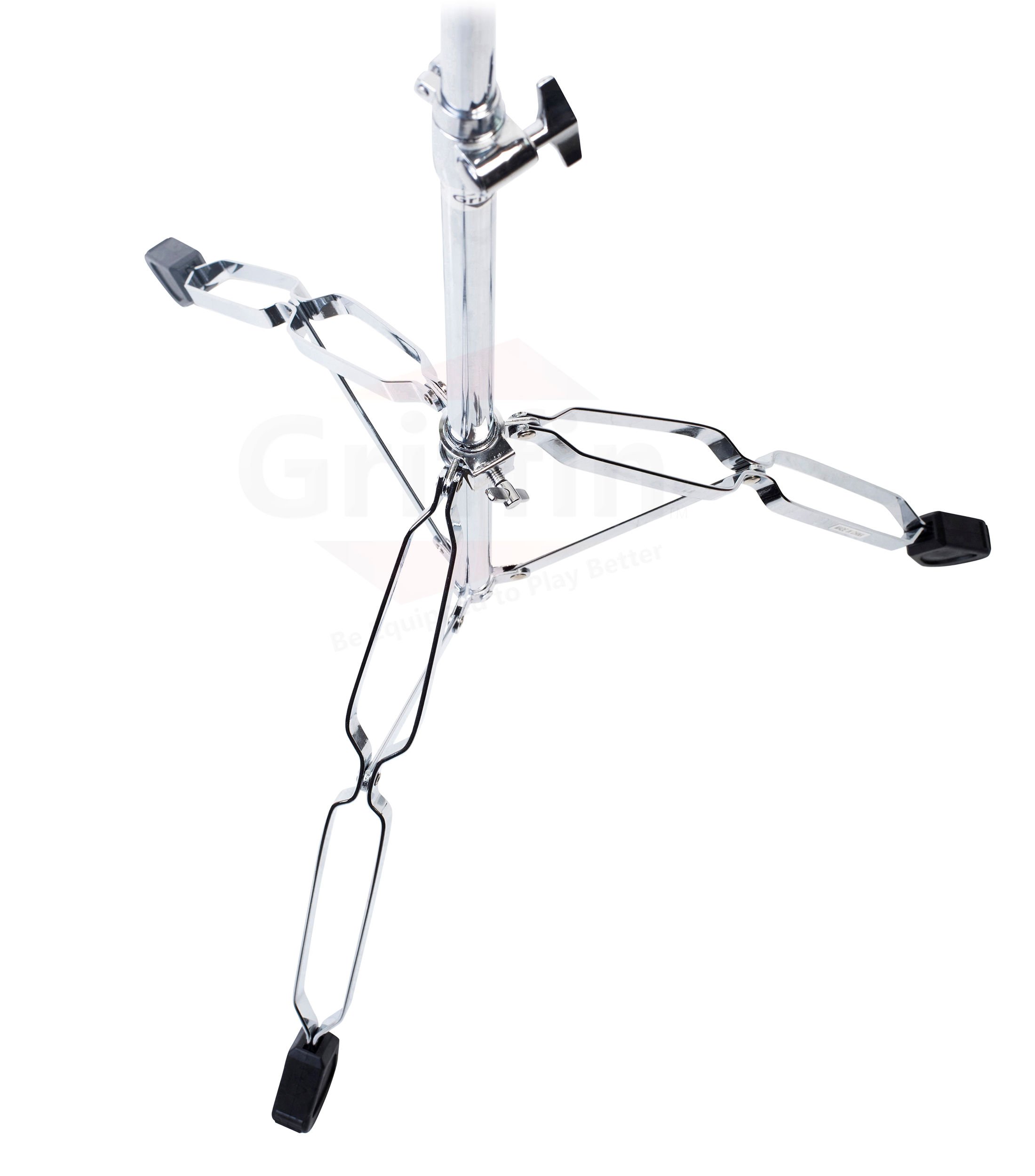 Griffin 4-Pack Heavy Duty Double Braced Cymbal Stand Set with Slip-Proof Gear Holder - Chrome Drum Hardware Kit for Crash & Splash Cymbals | Perfect for Mobile Drummers, Live Performances & Studio Recording
