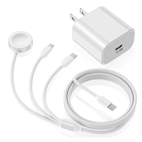 3-in-1 Fast Charging Magnetic Cable for Apple Watch Series SE/9/8/7/6/5/4/3/2/1 & iPhone 15/14 - 6FT USB-C Charger with 30W PD Wall Adapter - Perfect for Travel, Office, and Nightstand Charging
