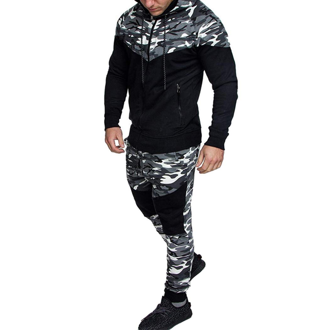Men's Camouflage Tracksuit Set - Warm Sweatshirt & Jogging Pants for Outdoor Sports, Running, Gym Workouts & Casual Wear