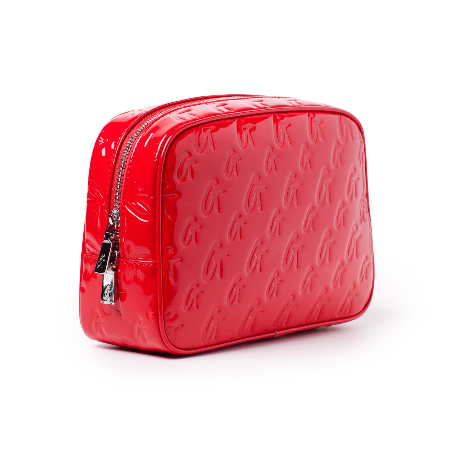 Small Monogram Toiletry Bag with Mirror - Red | Travel Cosmetic Organizer for Women & Men | Perfect for Gym, Vacation & Weekend Getaways