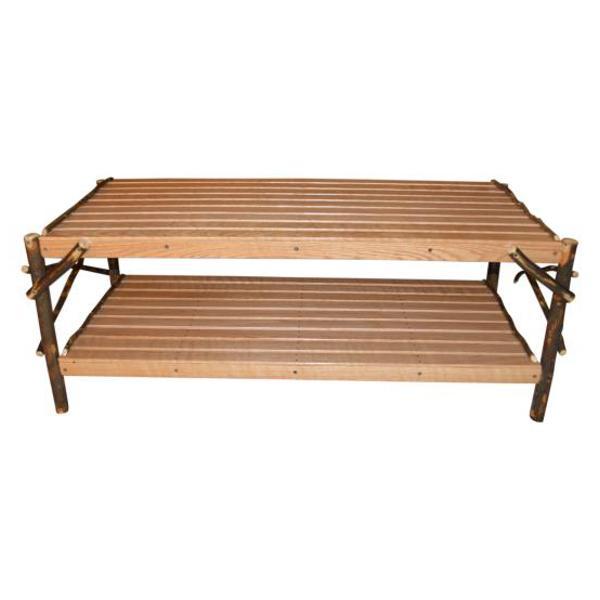 Solid Hickory Wood Coffee Table with Storage Shelf - Rustic Farmhouse Living Room Furniture for Home Decor & Entertainment Areas
