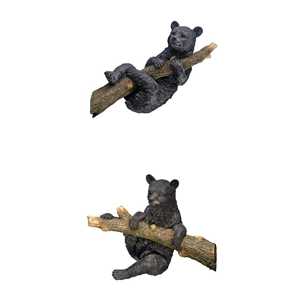 Design Toscano Stone Climbing & Hanging Bears Statue - Rustic Home Decor for Garden, Patio, or Indoor Display