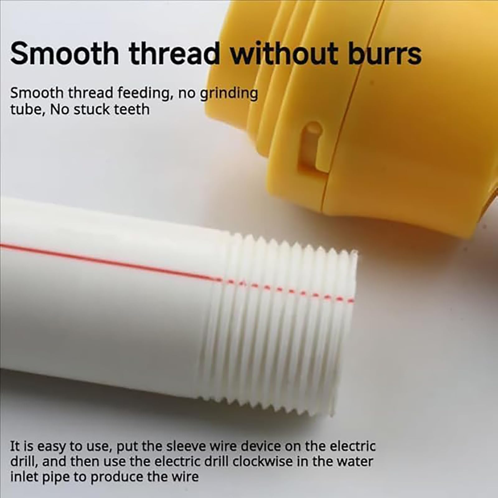 Electric Drill PVC Pipe Threader Kit with 3 Die Sizes - Compatible with Most Electric Drills - PVC Pipe Threading Tool for Plumbing, DIY & Home Improvement Projects