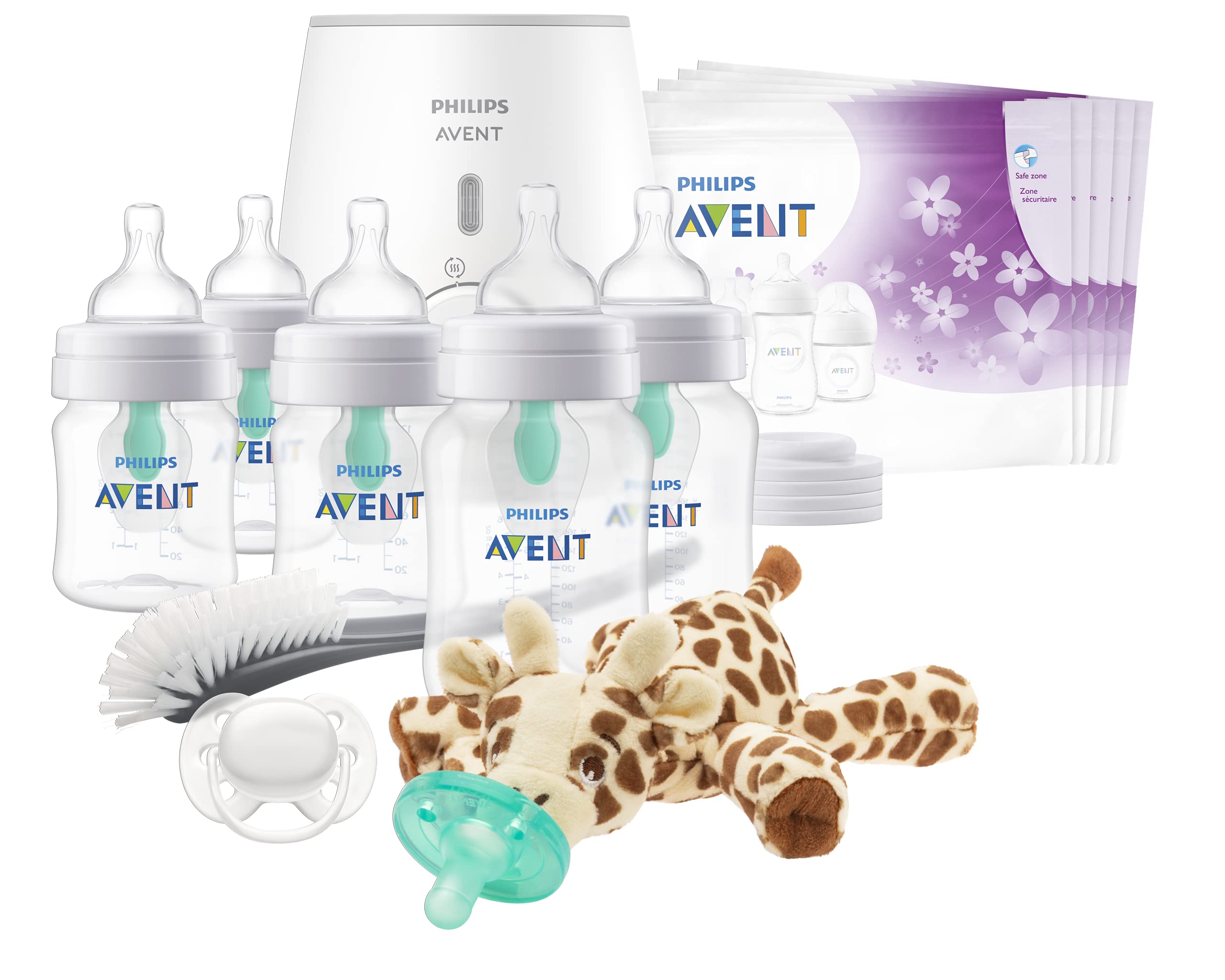 Philips AVENT Anti-Colic Baby Bottle with AirFree Vent - 9oz BPA-Free Newborn Feeding Set (SCD308/01, White) | Perfect for Breastfeeding & Reducing Gas Discomfort