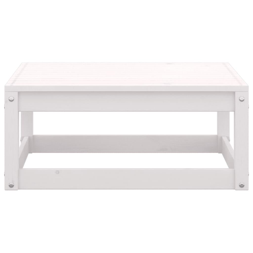 2-Piece White Solid Wood Pine Patio Footstools with Cushions - Outdoor Lounge Chairs Accessories for Garden, Deck, and Poolside Relaxation