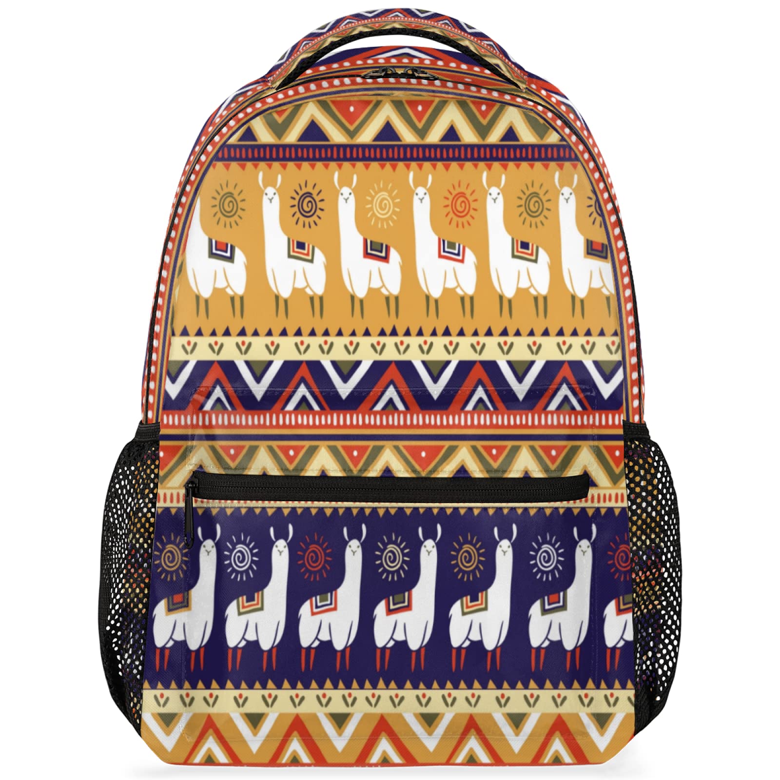 Waterproof Lightweight Travel Laptop Backpack for Men & Women - Durable School Bookbag with Ethnic Llama Alpaca Design - Perfect for College, Commuting, Hiking & Daily Use