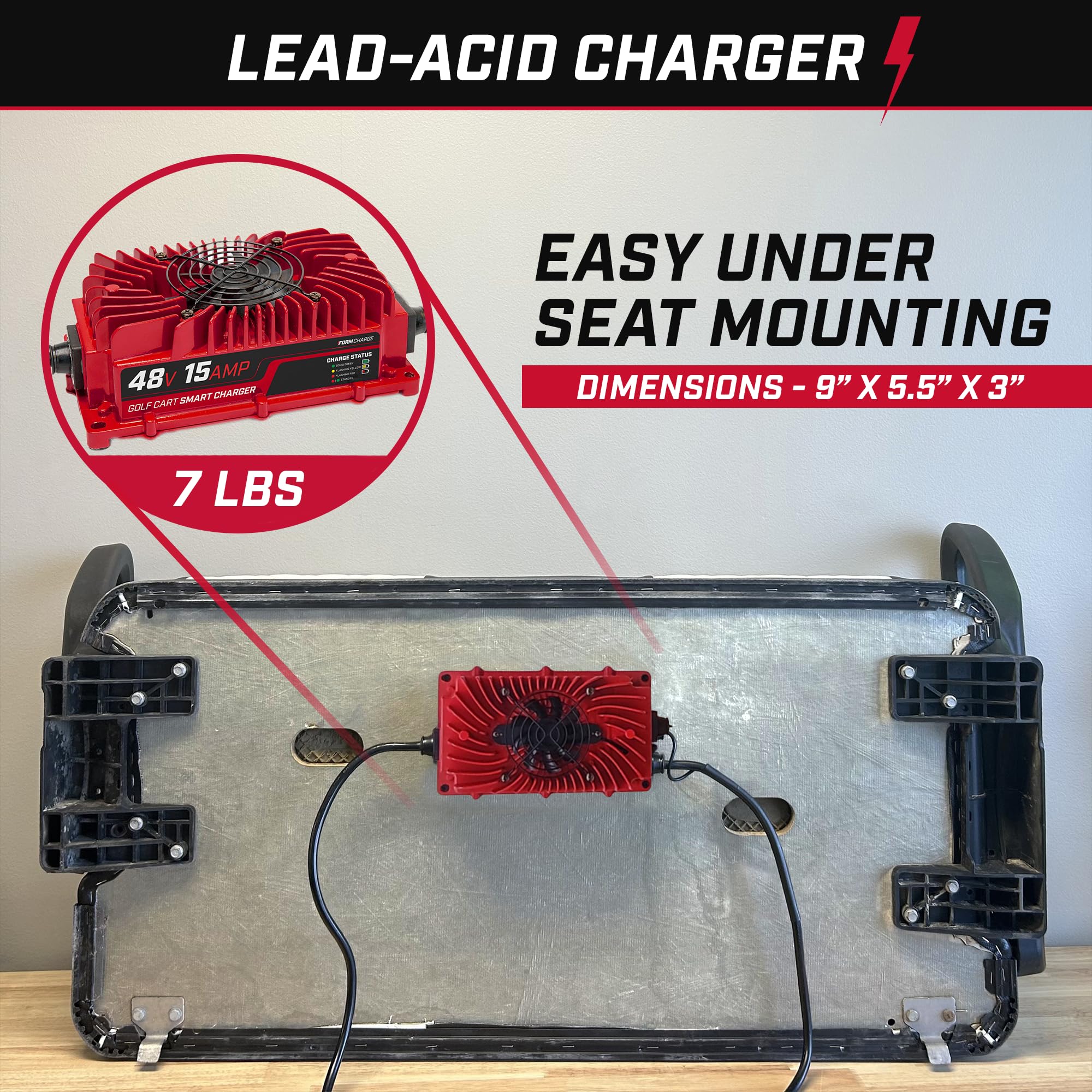 48V 15A Golf Cart Battery Charger for Lead Acid Batteries - Onboard Charger for Club Car, EZGO & Yamaha Golf Carts - Perfect for Home, Course & RV Use