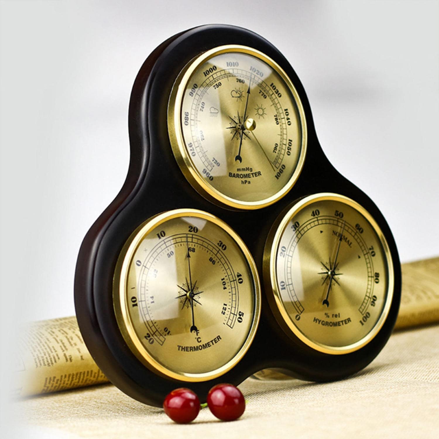 JINYISI Traditional Weather Station - 3-in-1 Indoor Outdoor Barometer with Thermometer & Hygrometer, Battery-Free Wall Mount Weather Instrument for Home, Office, Garden & Cabin Decor
