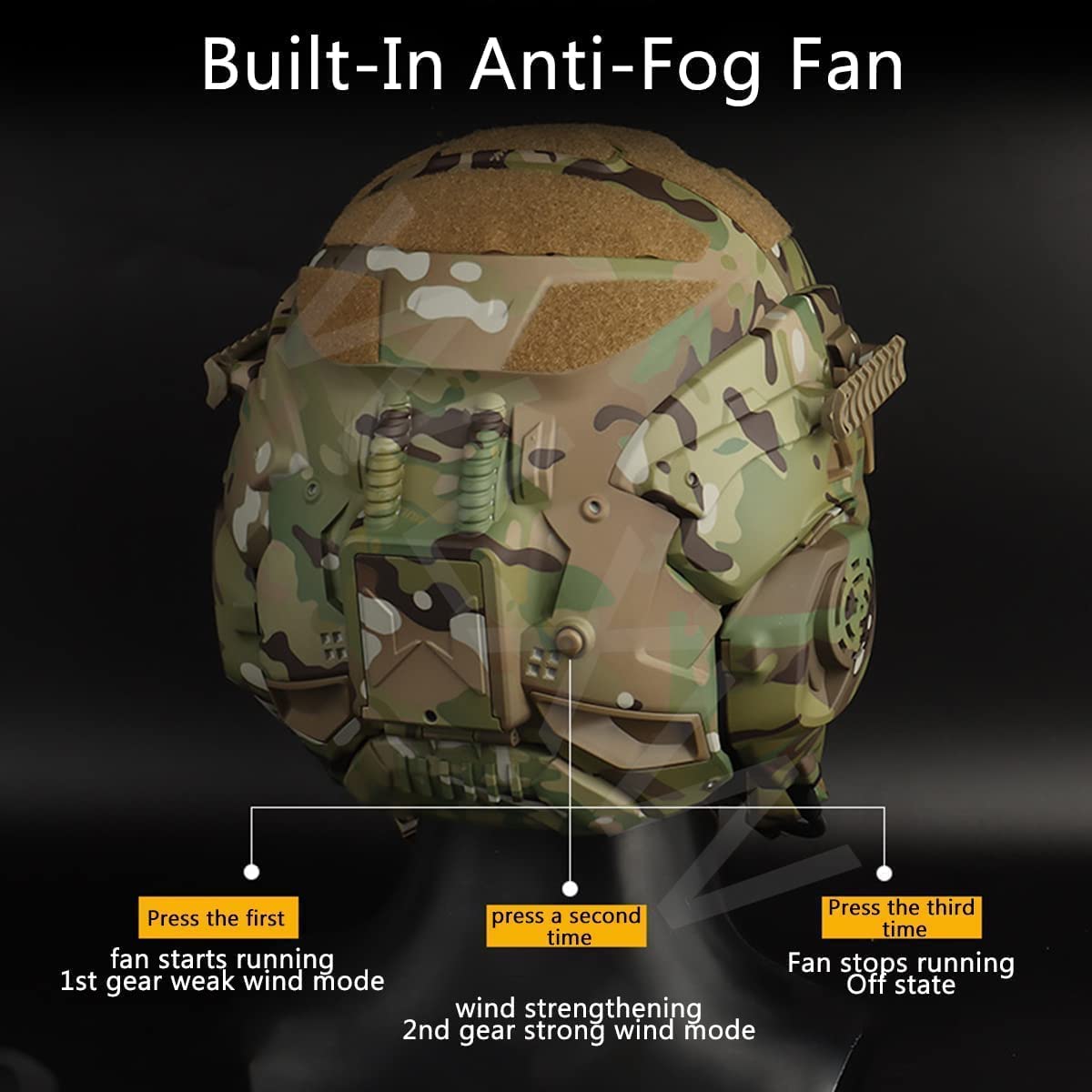 Tactical Airsoft Paintball Helmet with Full Face Mask, Built-in HD Headset & Anti-Fog Fan - Adjustable Military Style Helmet for Outdoor Airsoft, Paintball & CS Games - Perfect for Tactical Training, Combat Simulation & Outdoor Sports