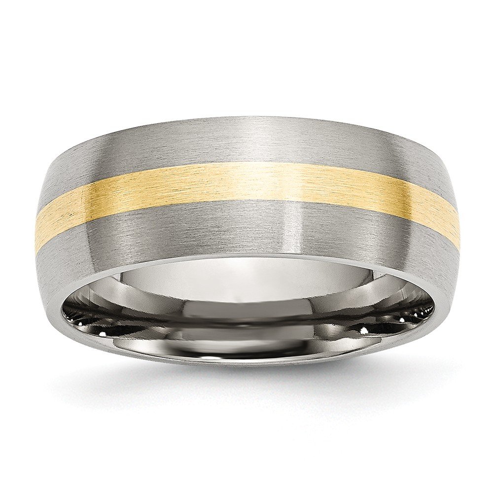 The Black Bow Stainless Steel & 14K Gold Inlay 8mm Satin Unisex Band - Perfect for Weddings, Anniversaries, and Everyday Elegance