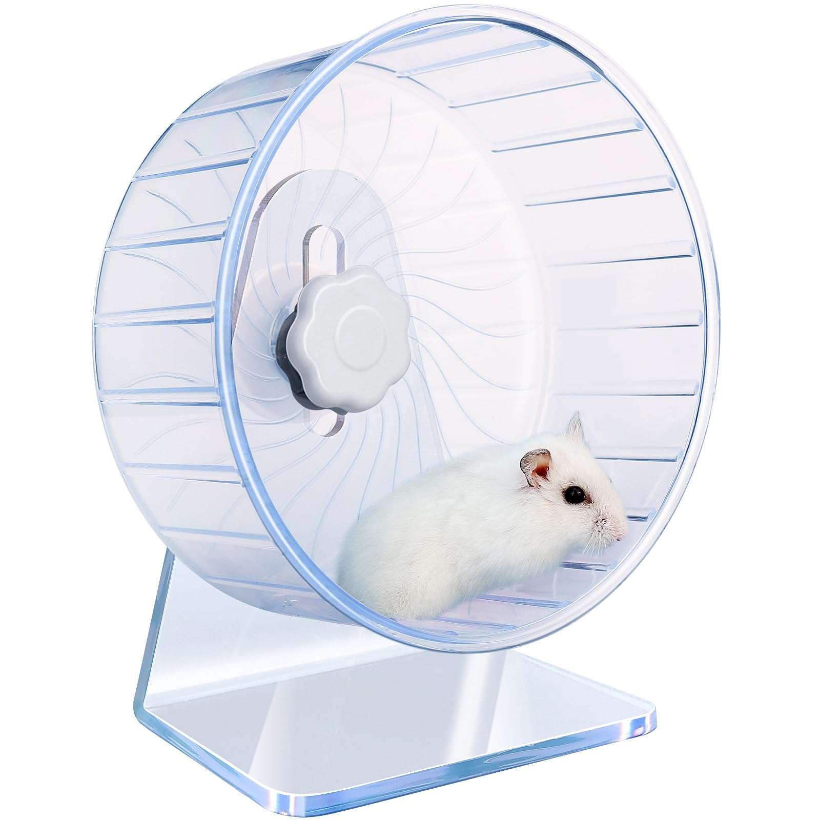 Super Silent Hamster Exercise Wheel - 5.5 Inch Transparent Adjustable Stand, Ultra Quiet Rat & Small Pet Running Wheel for Cage - Perfect for Nighttime Use in Bedrooms
