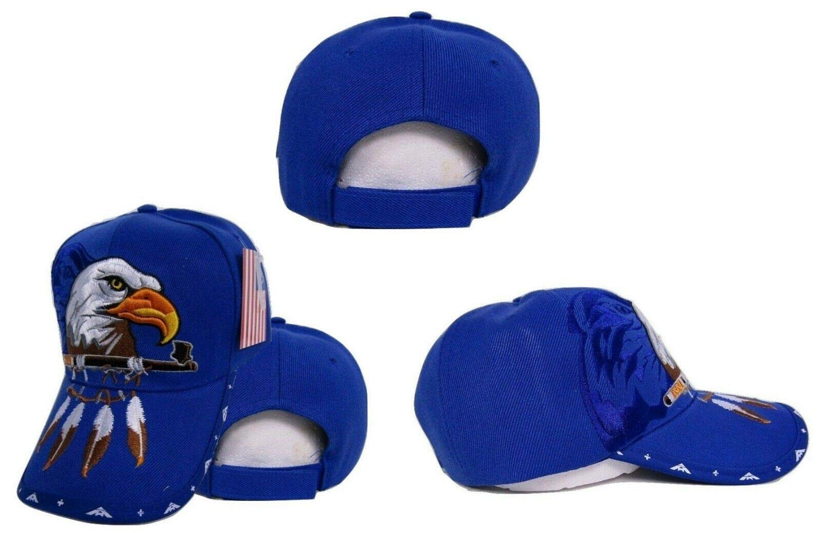 Native Pride American Indian Eagle Pipe Shadow Blue Embroidered Baseball Cap - Tribal Design Hat for Men & Women - Perfect for Powwows, Festivals, and Cultural Events