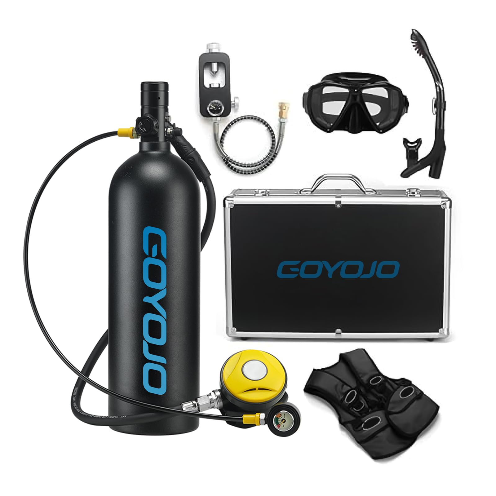 2L Mini Scuba Tank Oxygen Cylinder - 25-30 Minutes Underwater Breathing Diving Gear Kit for Snorkeling, Fishing & Emergency Rescue | Professional & Recreational Diving Equipment for Ocean Exploration & Water Sports