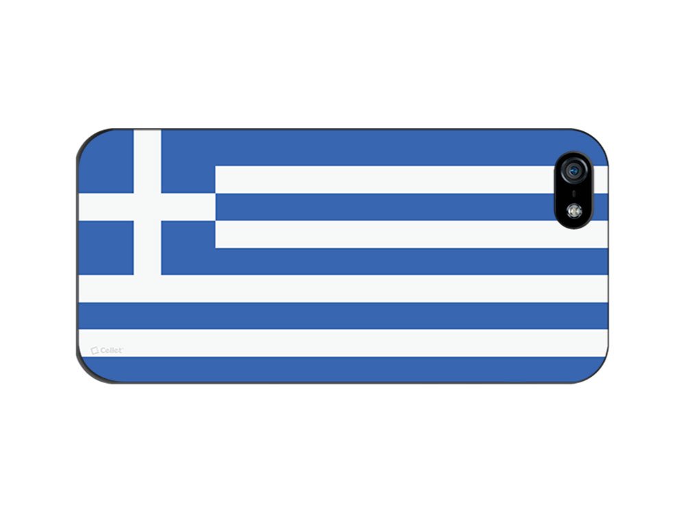Cellet Proguard Protective Case with Greece Flag Design for Apple iPhone 5 - Black | Durable Slim Cover for Everyday Use, Travel & Showcasing National Pride