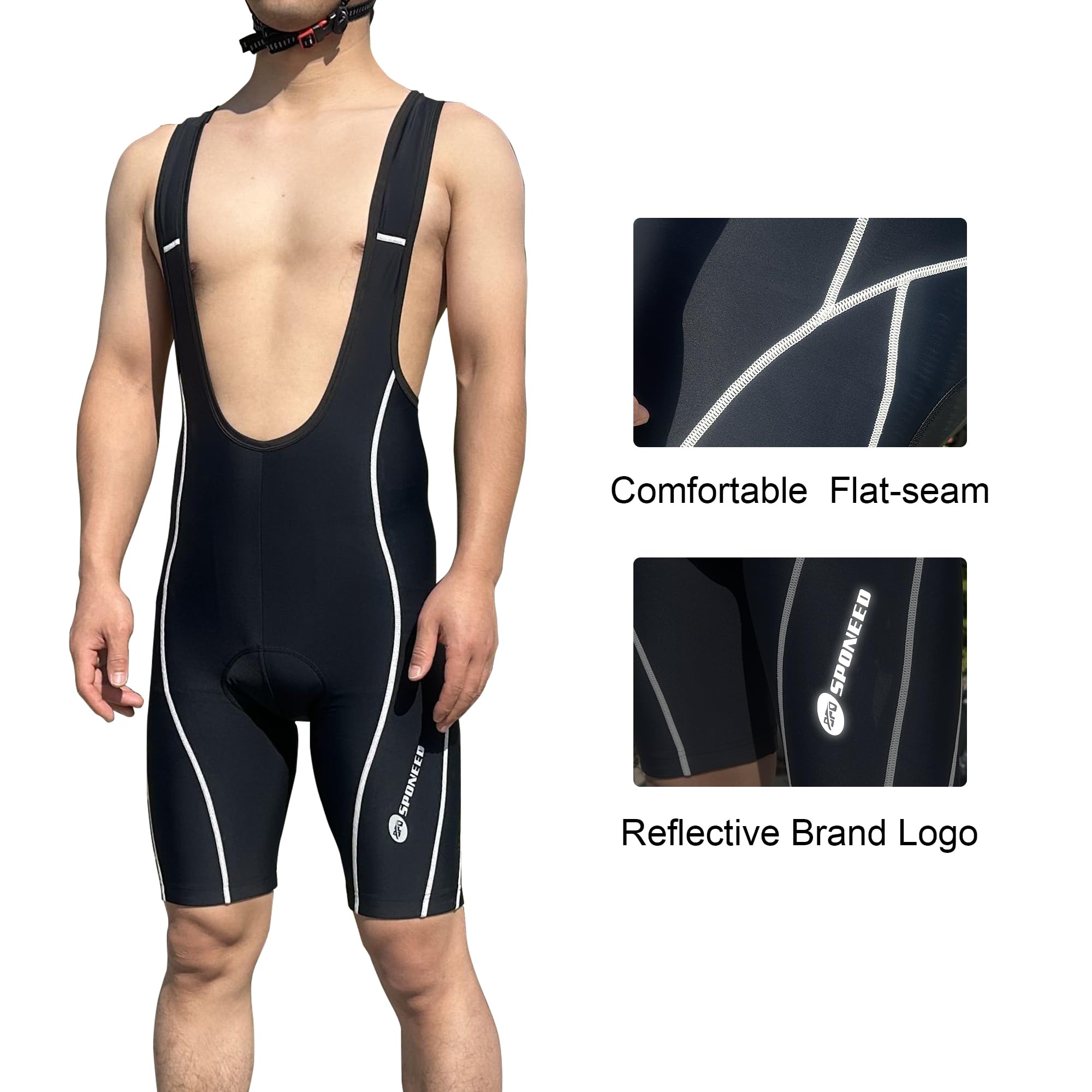 Sponeed Men's Cycling Bib Shorts - Padded, Breathable, UPF 50+ Biker Bibs for Road Racing & Training - Perfect for Long Distance Rides & Indoor Cycling
