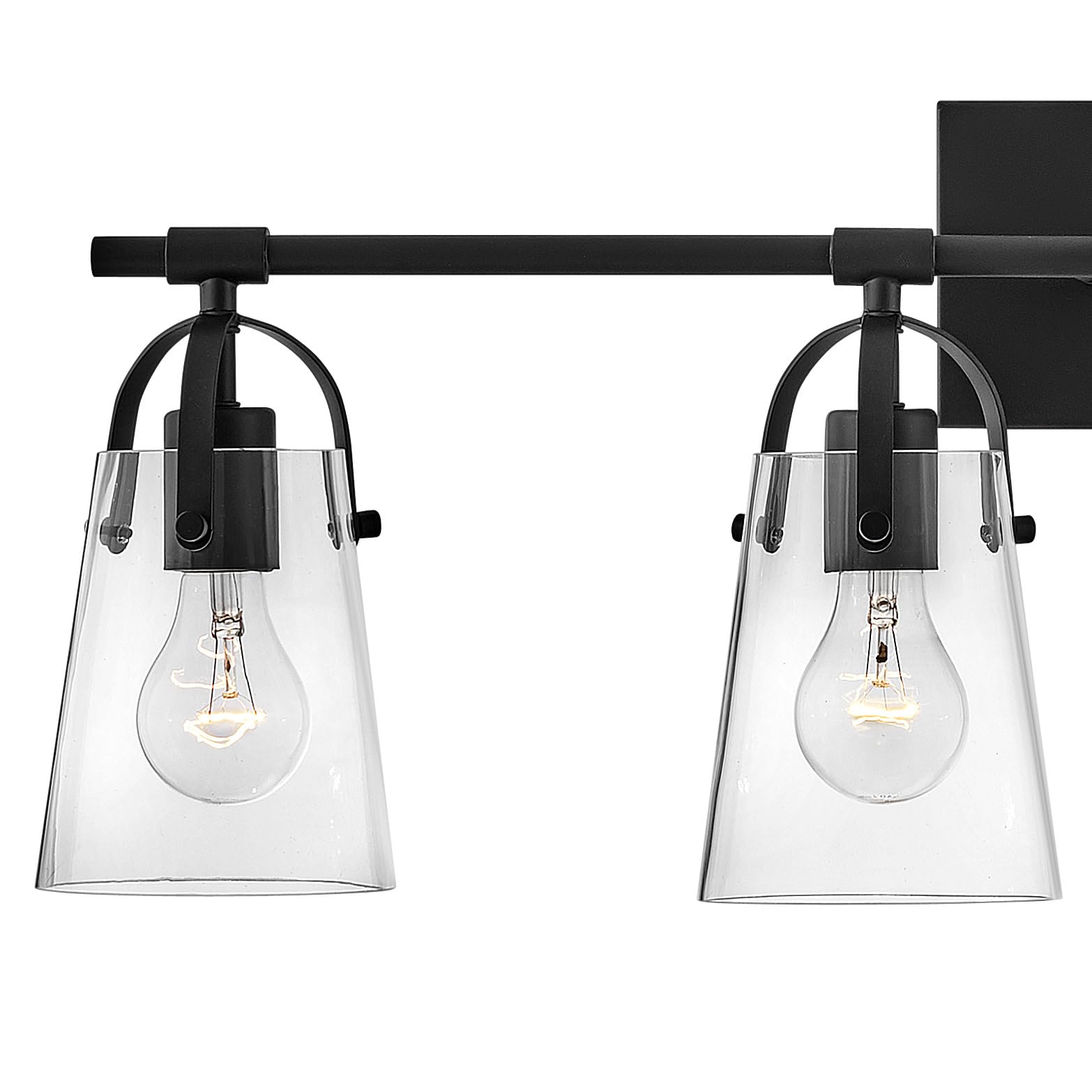 Hinkley Foster Collection 4-Light Bathroom Vanity Light Fixture - Black Finish with Clear Glass Shades for Bathroom Mirror Lighting & Modern Home Decor