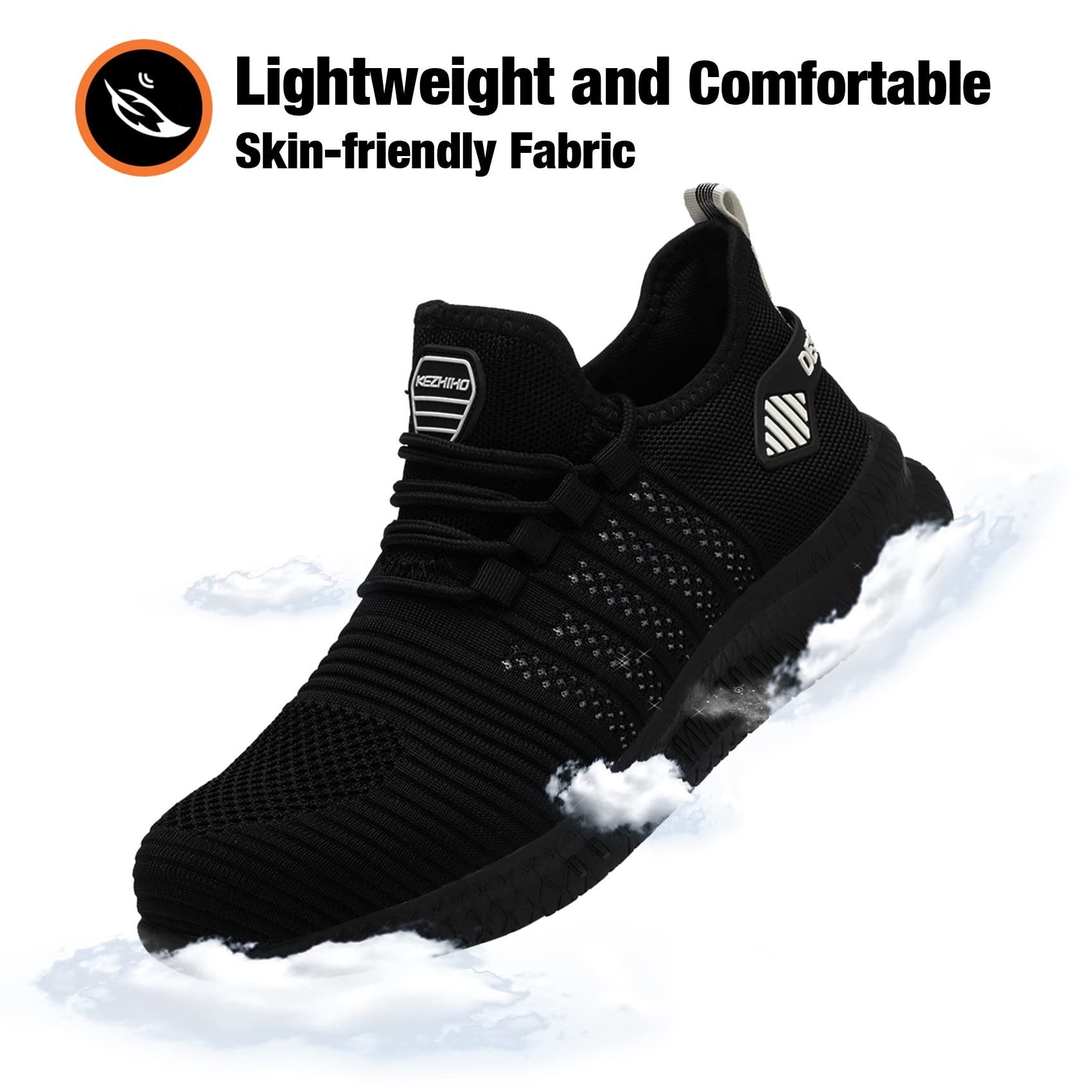 Kezhiho Men's Steel Toe Work Shoes - Lightweight, Slip & Puncture Resistant Safety Boots - Breathable Industrial Sneakers for Construction & Warehouse Work