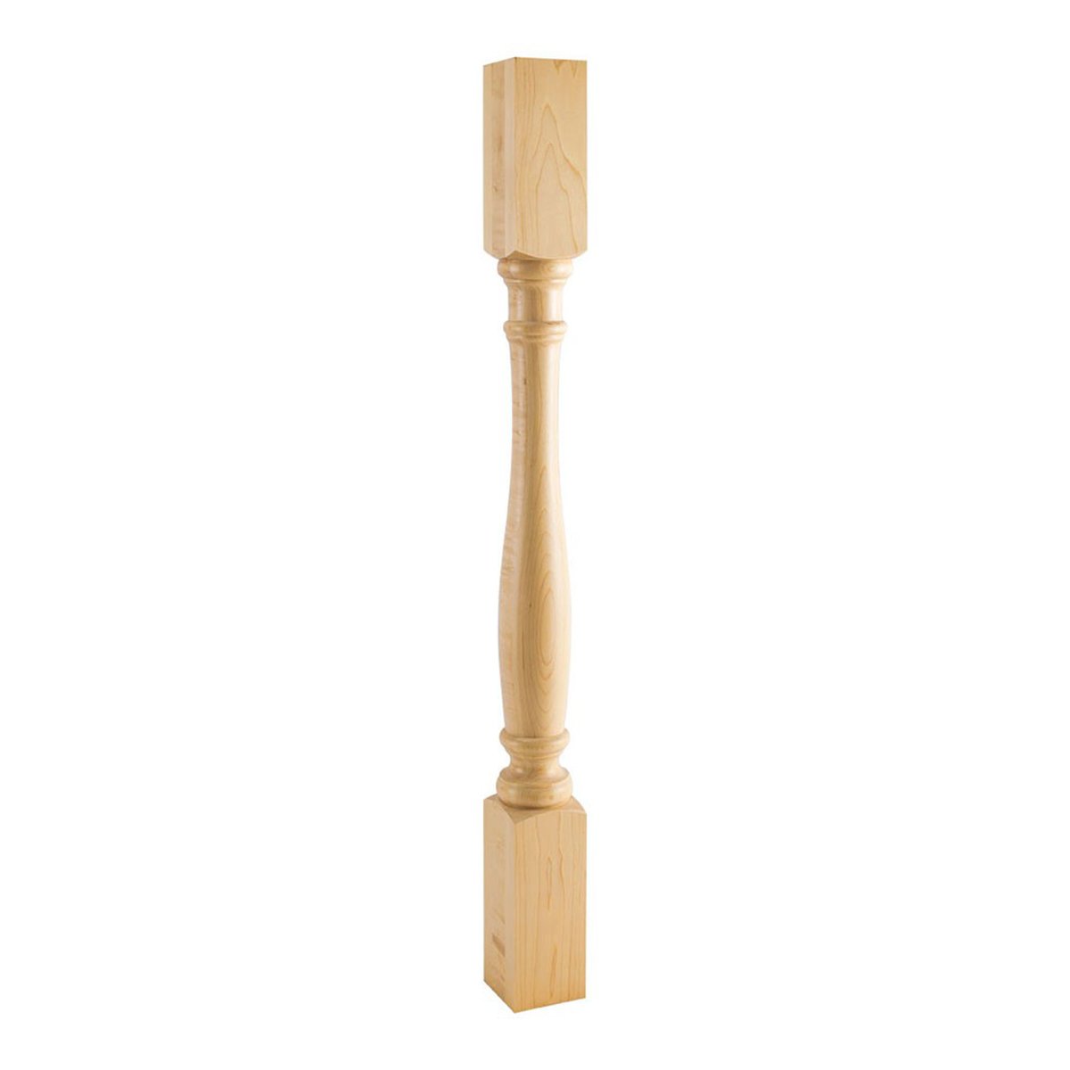 Hard Maple Turned Wood Post 3x3x35.5 Inch - Solid Hardwood Column for Porch, Pergola, and Staircase Railings - Durable Outdoor and Indoor Use