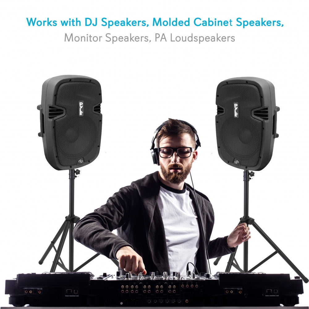 Heavy Duty PA Speaker Stands & Cable Accessory Kit for Live Music, DJ Gigs, and Outdoor Events - Adjustable Height Speaker Mount with Carrying Bag