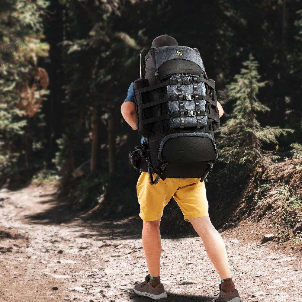 TIDEWE 5500cu Hunting Backpack with Adjustable Frame, Waterproof Rain Cover - Perfect for Bow, Rifle & Pistol Hunting Gear - Ideal for Outdoor Adventures, Camping & Tactical Missions