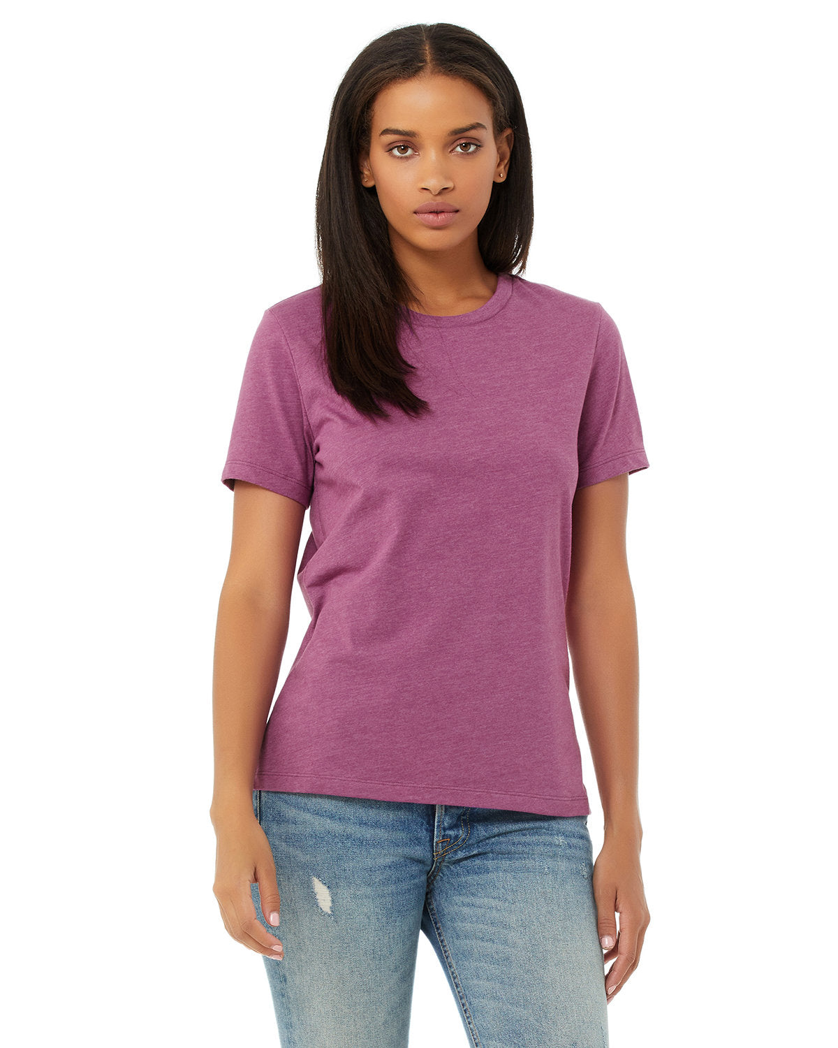 Bella + Canvas 6400CVC Women's Relaxed Fit Heather Short Sleeve T-Shirt - Soft Cotton Blend Tee for Casual Wear, Gym & Everyday Outfits