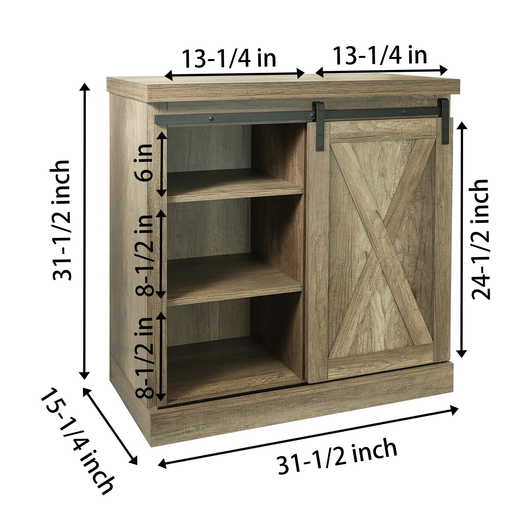 CONSDAN 3-Tier Storage Cabinet with Sliding Barn Door - Modern Kitchen Pantry Organizer, Buffet Sideboard for Dining Room & Living Room Storage - Perfect for Home Organization & Small Space Decor