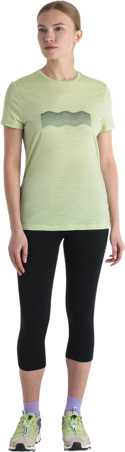 150 Tech Lite III Merino Contour Waves T-Shirt for Women - Soft Wool Blend Tee for Hiking, Yoga & Travel - Breathable & Odor-Resistant