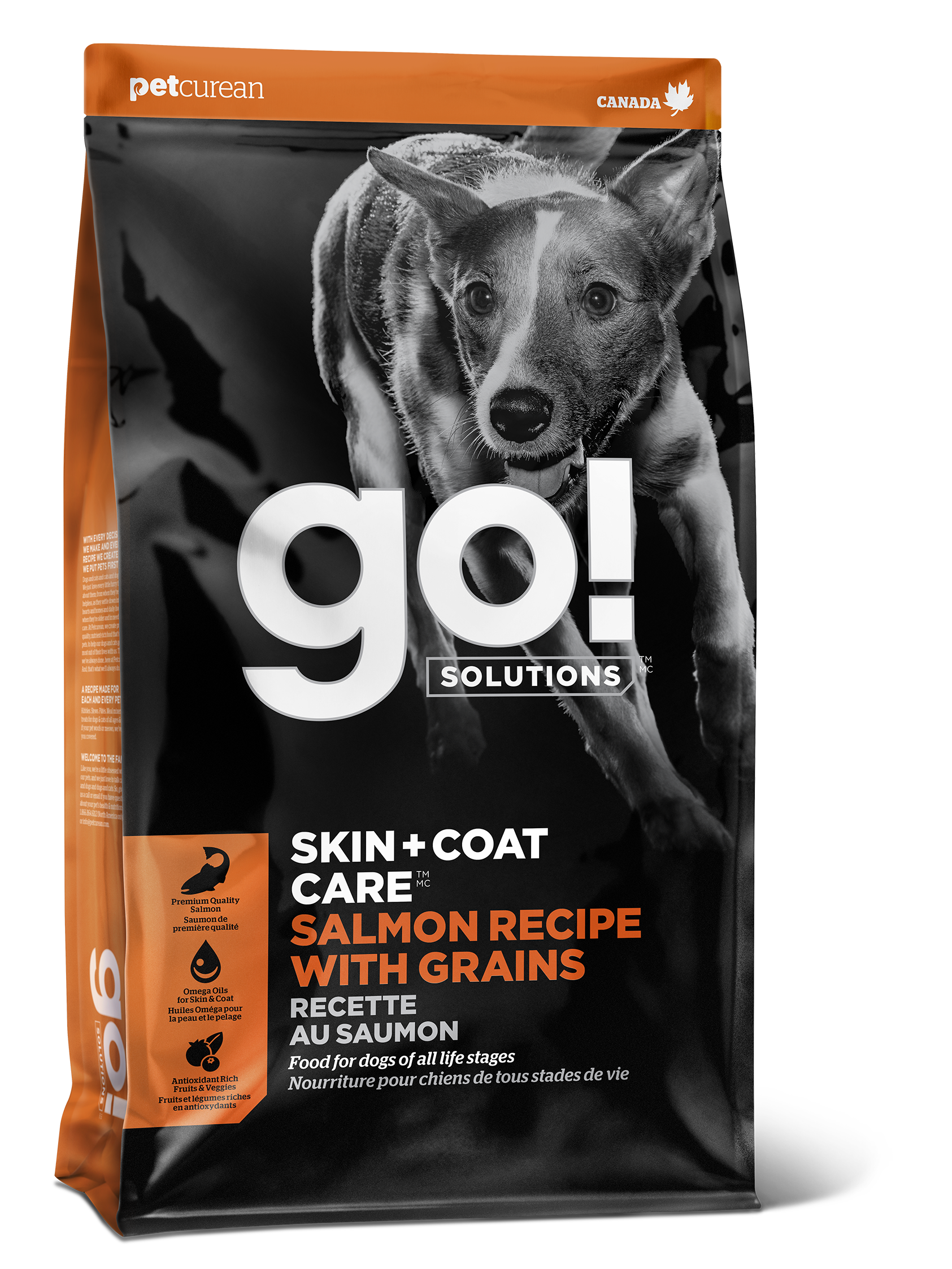 Petcurean GO! Skin & Coat Care Grain-Free Dry Dog Food with Salmon - Premium Nutrition for Healthy Skin & Shiny Coat - Ideal for Adult Dogs with Sensitive Skin or Allergies