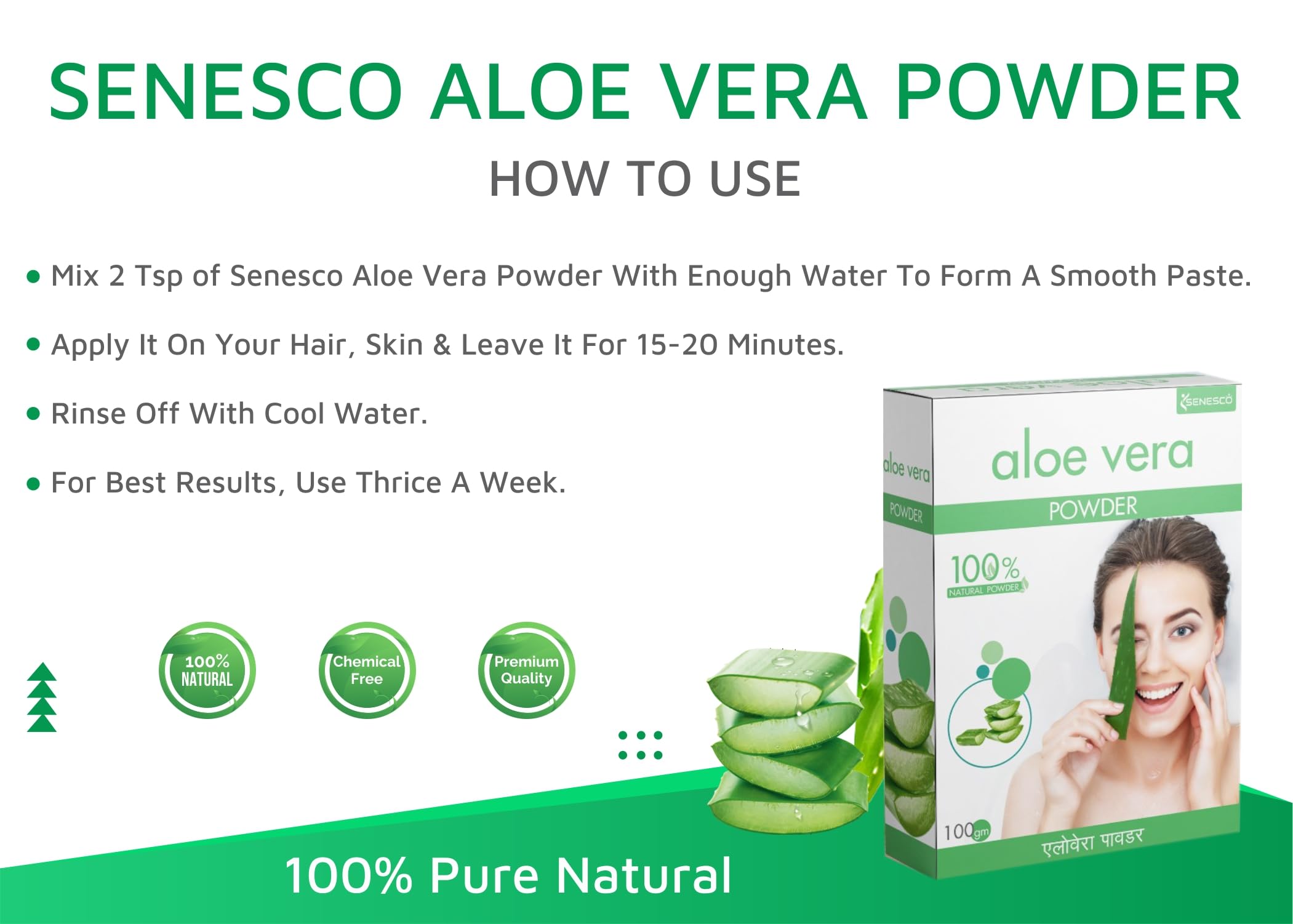 Organic Aloe Vera Powder 100% Pure & Natural for Hair Growth, Skin Care & Face Treatment - Hydrating & Soothing for Men & Women (500g x 5 Pack) - DIY Hair Masks, Body Scrubs & Natural Beauty Recipes