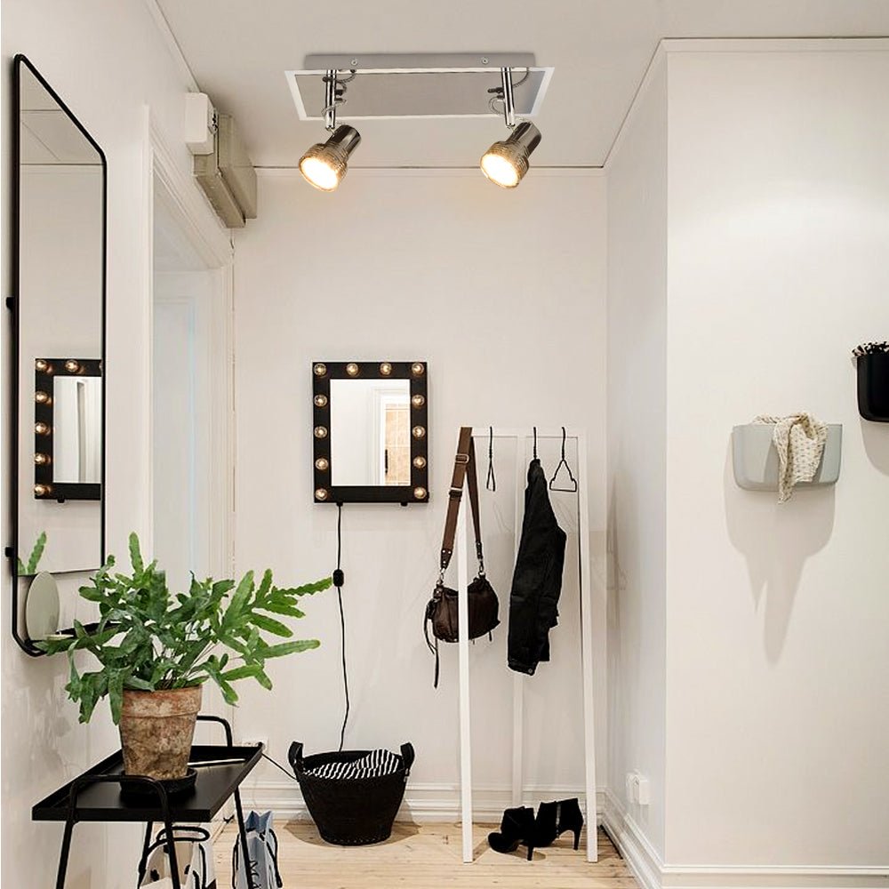 Depuley 2-Light Modern LED Track Lighting Kit - Adjustable Directional Wall/Ceiling Spot Light with GU10 Bulbs Included - Perfect for Kitchen, Hallway, Living Room & Picture Lighting