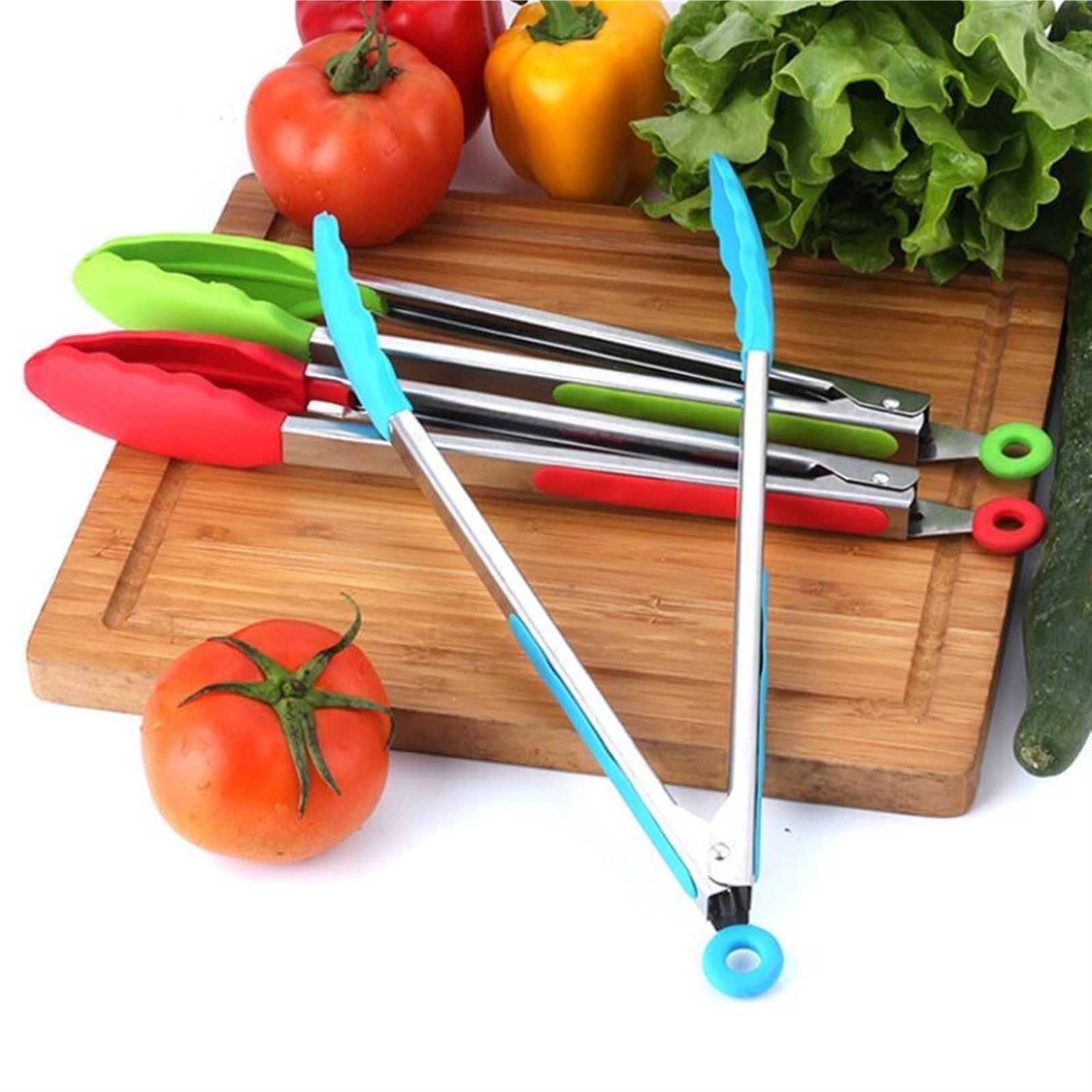 Premium Stainless Steel Hair Removal & Cooking Tweezers - Non-Slip Silicone Grip, Multi-Purpose Kitchen & Beauty Tool for Salad, Grill, Eyebrow Plucking (Green) - Perfect for Home Cooking, Professional Kitchens & Personal Grooming
