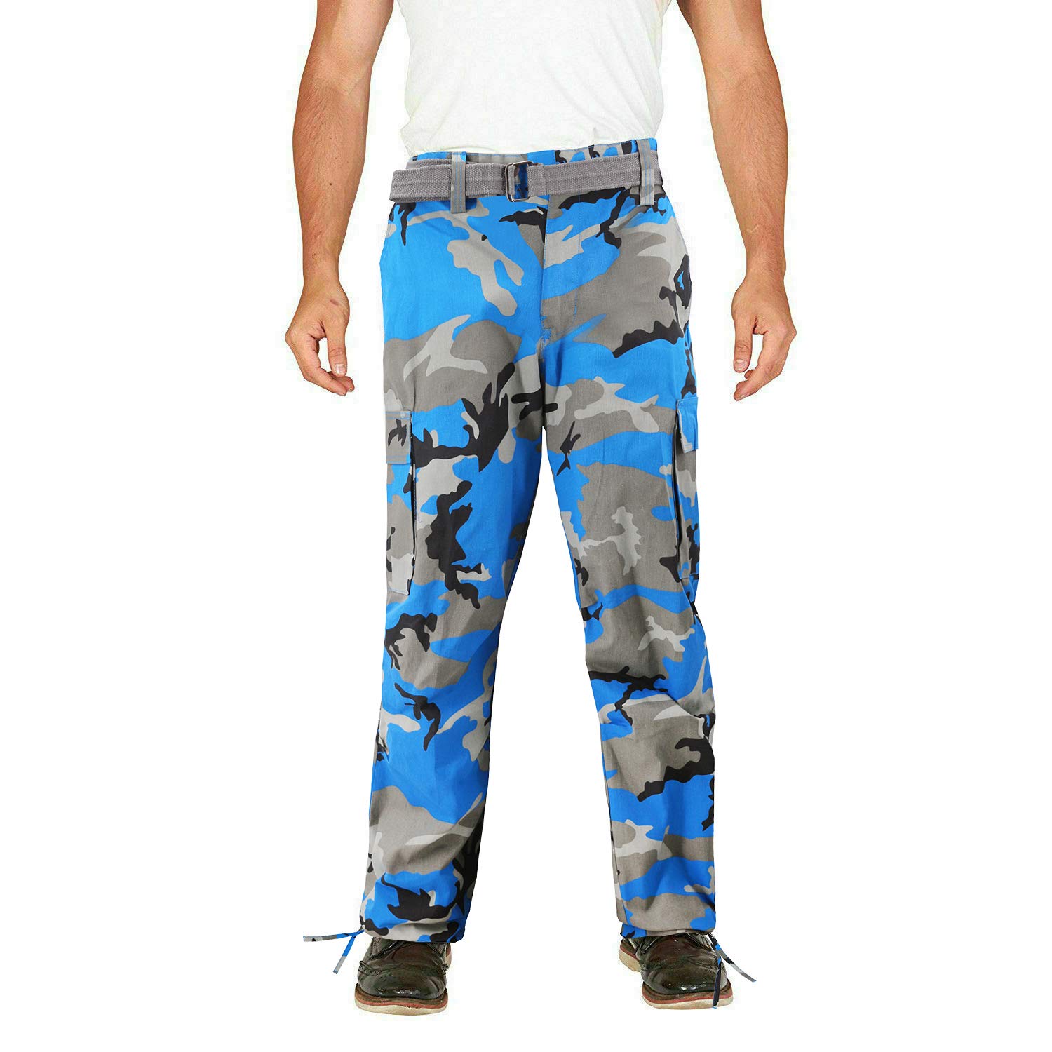 VKWear Men's Camo Military Tactical Cargo Pants - Slim Fit Army Combat Work Pants with Durable Twill Fabric | Outdoor Hiking, Airsoft, Hunting & Casual Wear