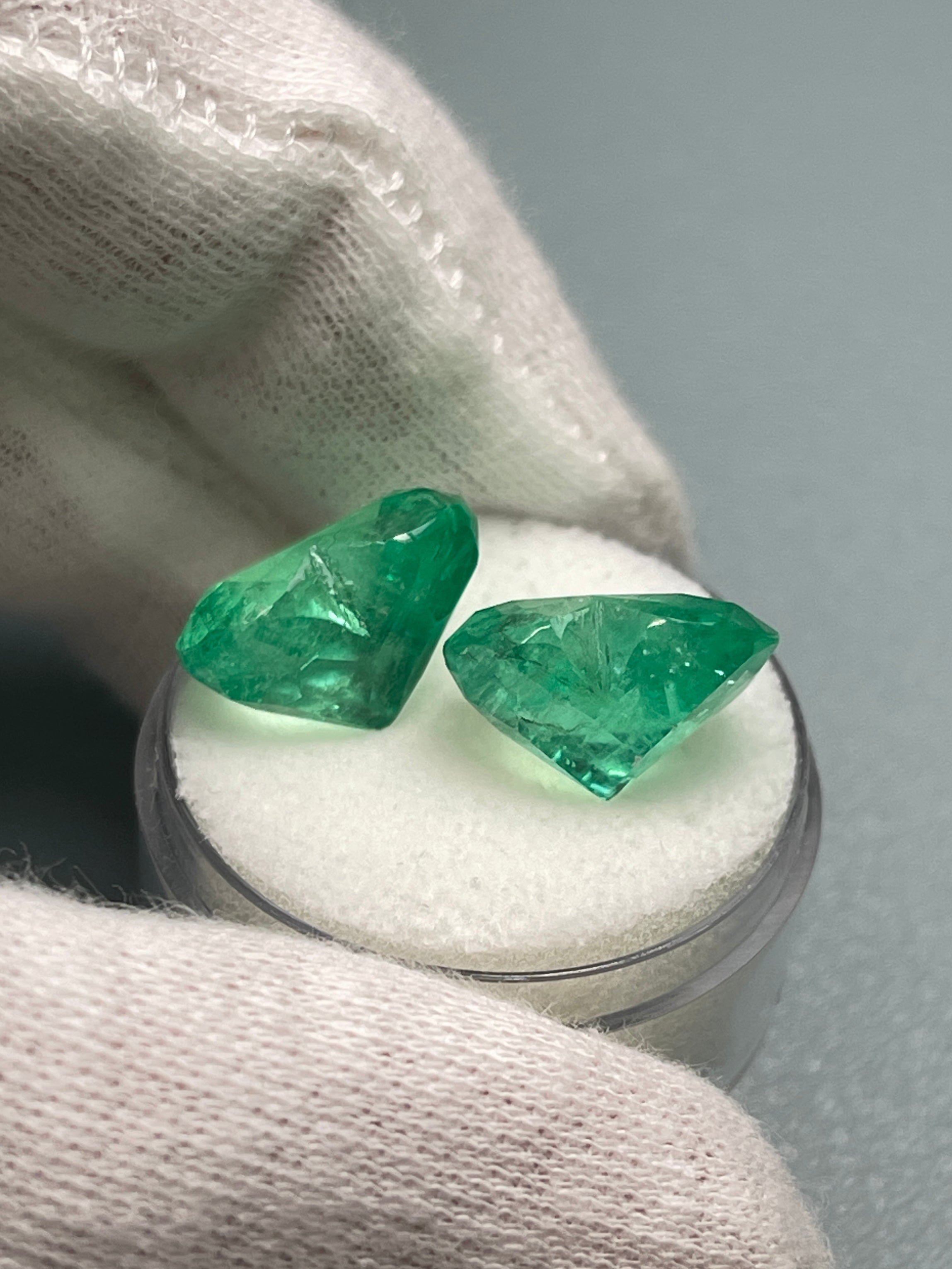 16.68tcw 12.6x14.1mm Rare Matching Bubbly Emerald Hearts - Natural Colombian Yellowish Green Emeralds for Jewelry Making & Engagement Rings