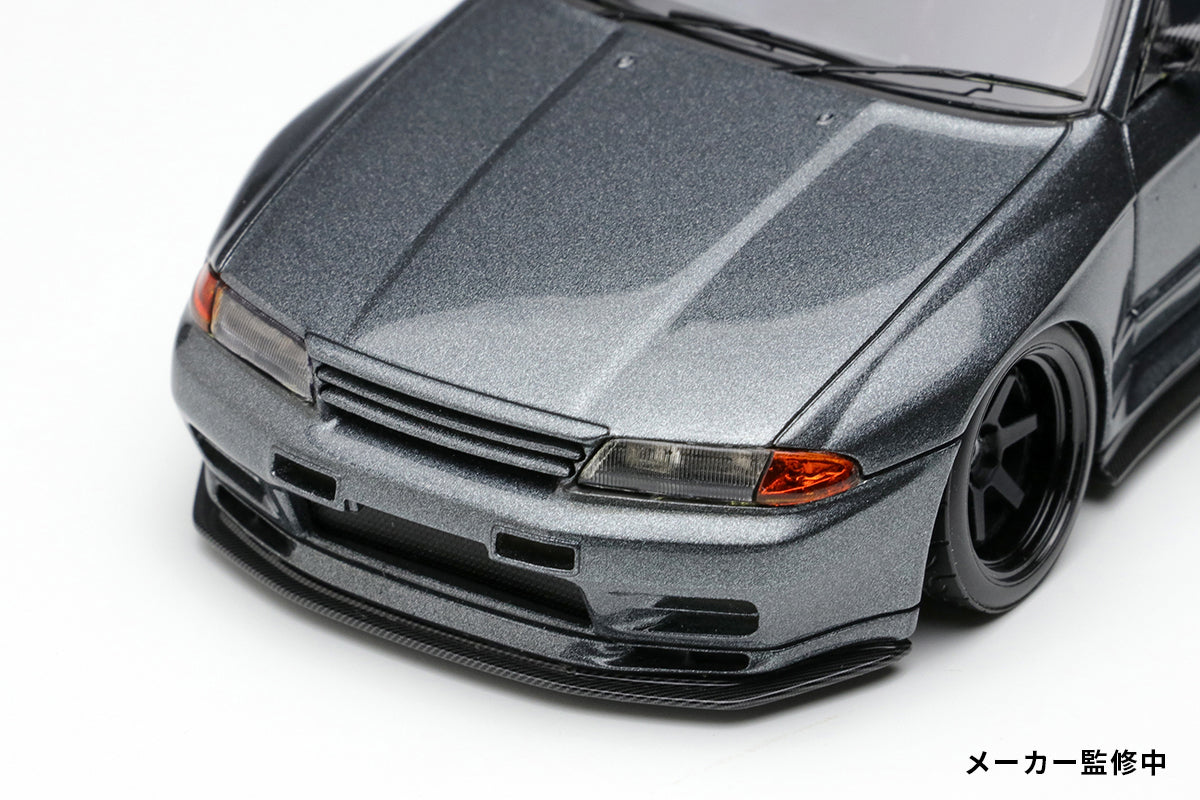 PREORDER Make Up Co., Ltd Eidolon 1:43 Scale Nissan Skyline GT-R (BNR32) Garage Active Widebody Model Car with RC VI Wheels in Gunmetal - Perfect for Collectors, Diecast Enthusiasts & Japanese Car Fans