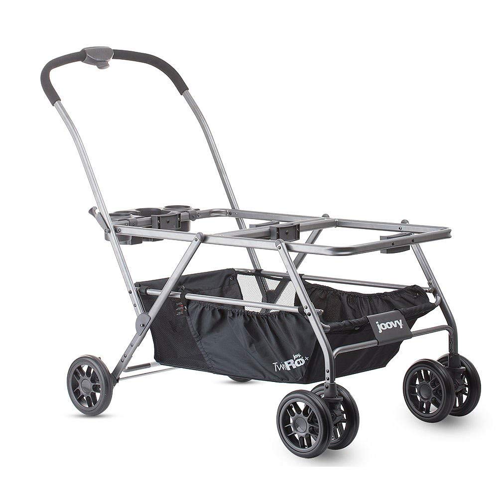 Joovy Twin Roo Lightweight Double Stroller Frame - Compatible with 2 Infant Car Seats - Compact Foldable Design for Twins - Perfect for Travel, Shopping & Daily Outings with Babies