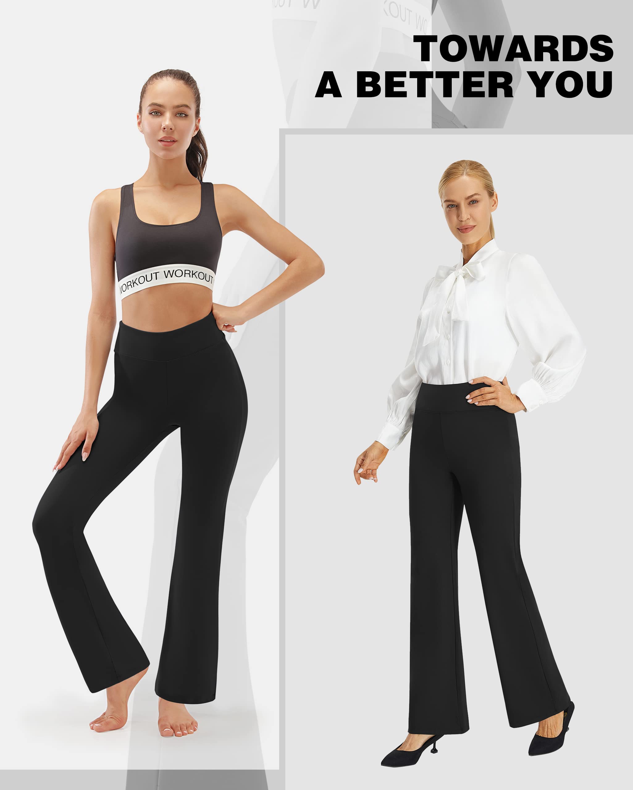 AFITNE Women's High Waist Yoga Dress Pants - Stretchy Pull On Work Pants for Office & Casual Wear | Comfortable Slacks for Yoga, Work & Everyday Use