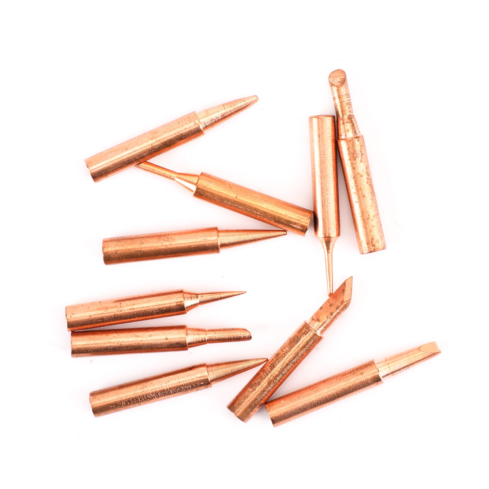 10-Piece 900M High-Performance Soldering Iron Tip Set - Pure Copper Solder Tips with Iron Casing for Electronics Repair, DIY Projects & Jewelry Making