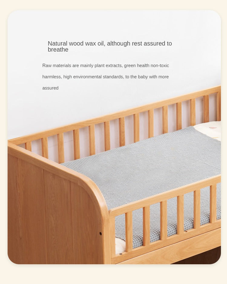 Solid Oak Wood Multi-Function Storage Bed with Wide Underbed Drawers - Perfect for Bedroom Organization & Small Space Living