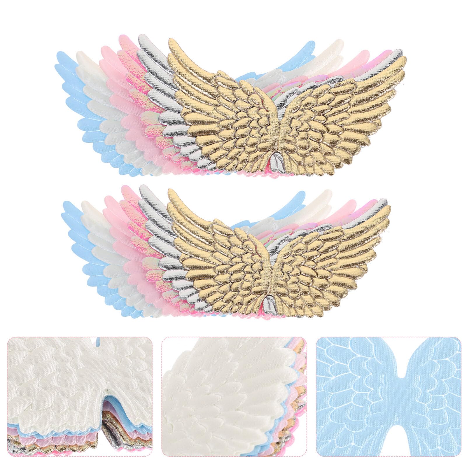 12Pcs Mini Angel Wing Applique Patches - DIY Sew On Fabric Wings for Costumes, Backpacks, Embroidery & Needlework - Perfect for Halloween, Cosplay & Clothing Repair